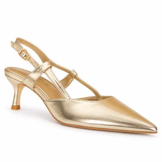 Leatherette pump with heels