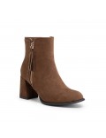 Faux suede ankle boot with zip closure