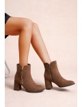 Faux suede ankle boot with zip closure