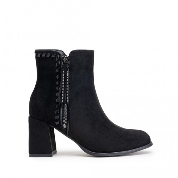 Faux suede ankle boot with zip closure