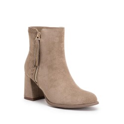Faux suede ankle boot with zip closure