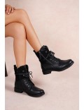 Bottines femme à lacets et fermeture éclair