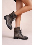 Women's Lace-Up Ankle Boots with Side Zipper