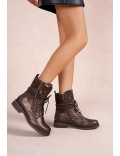 Women's Lace-Up Ankle Boots with Side Zipper
