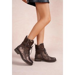 Botines de mujer con cordones y cremallera lateral
