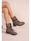 Botines de mujer con cordones y cremallera lateral
