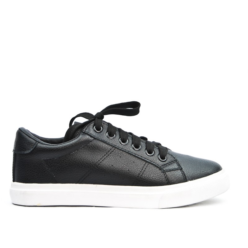Basket noire en simili cuir à lacet