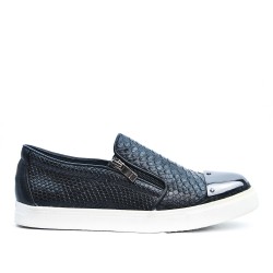 Basket noire zippée à motif croco 