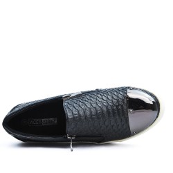 Basket noire zippée à motif croco 