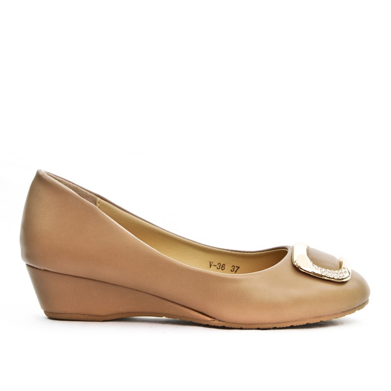 escarpin compensé beige