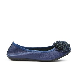 Dark blue comfort ballerina with flower pattern