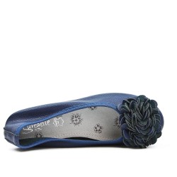 Dark blue comfort ballerina with flower pattern