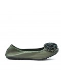 Dark green comfort ballerina with flower pattern