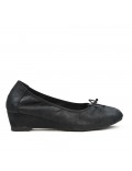 Black comfort ballerina with bow with small heel