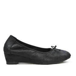 Black comfort ballerina with bow with small heel