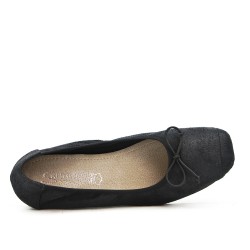 Black comfort ballerina with bow with small heel