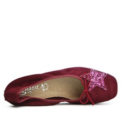 Burgundy comfort ballerina with star pattern