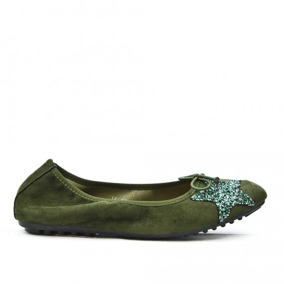 Green comfort ballerina with star pattern