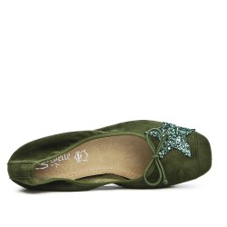 Green comfort ballerina with star pattern