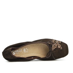 Brown comfort ballerina with star pattern