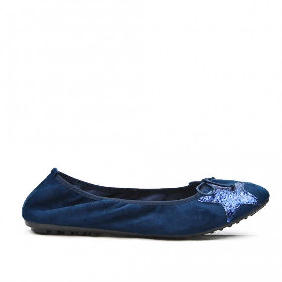 Navy comfort ballerina with star pattern