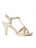 Golden sandal with rhinestones