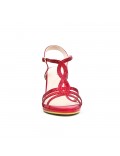 Red sandal with rhinestones