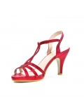 Red sandal with rhinestones