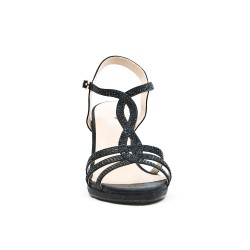 Black sandal with rhinestones