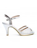 Lace detail silver sandal