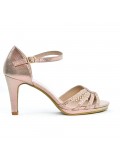 Pink imitation leather sandal with heel