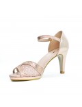 Pink imitation leather sandal with heel