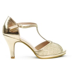 Golden sandal with a bridle