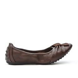 Brown comfort ballerina in faux leather