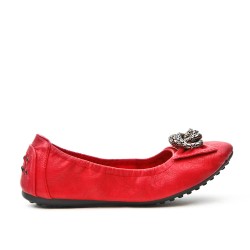 Red comfort ballerina with metal chain