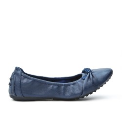 Navy comfort ballerina in faux leather