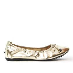 Golden comfort ballerina in faux leather with bow