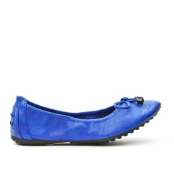 Blue comfort ballerina in faux leather with bow
