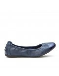 Navy comfort ballerina with metallic toe