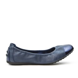 Navy comfort ballerina with metallic toe