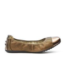 Bronzed comfort ballerina with metallic tip