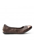 Brown comfort ballerina with metallic tip