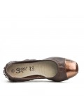 Brown comfort ballerina with metallic tip