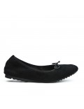 Comfort black ballerina in faux suede with bow