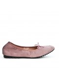 Comfort pink ballerina in faux suede with bow