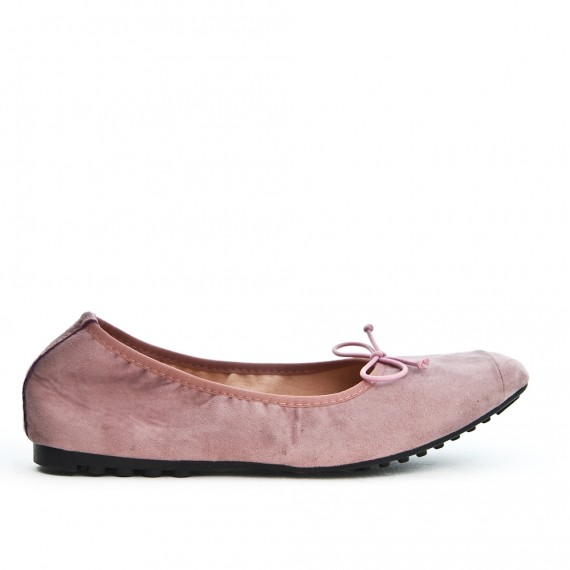 Comfort pink ballerina in faux suede with bow