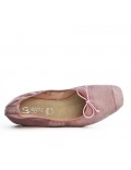 Comfort pink ballerina in faux suede with bow
