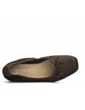 Brown comfort ballerina in faux suede with bow