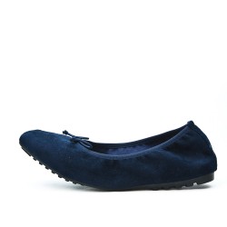 Navy comfort ballerina in faux suede with bow
