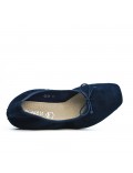 Navy comfort ballerina in faux suede with bow